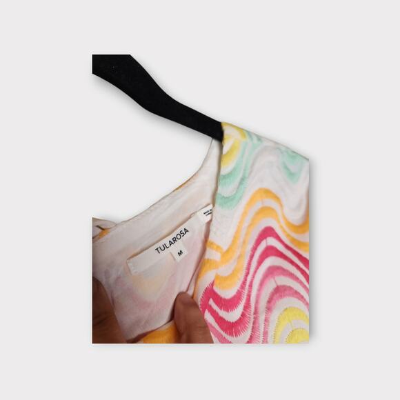 Tularosa Womens Lexi Shift Dress Pastel Rainbow Wave Print M Sorbet Colorful - Picture 5 of 9